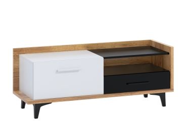 Televizní stolek KNUT 1D1S, craft zlatý/bílá/černá, 5 let záruka